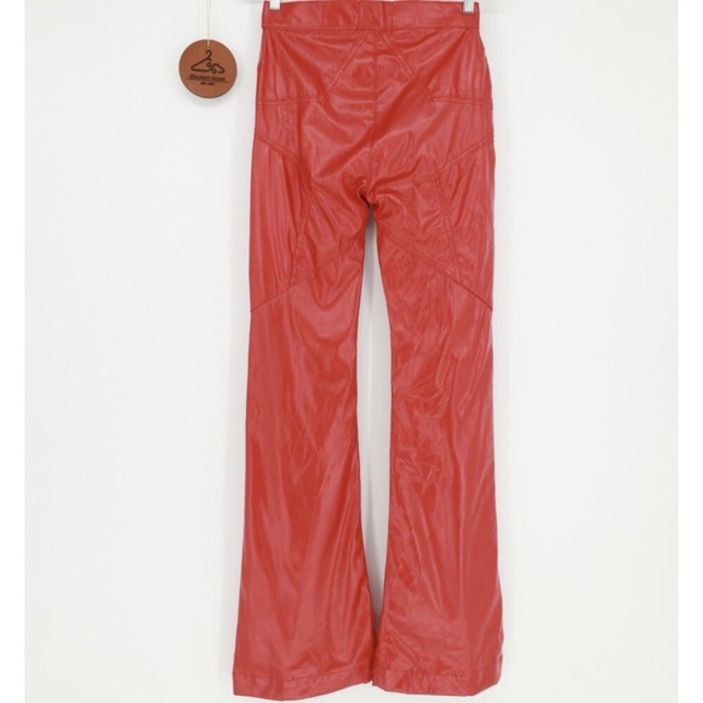 Revice Venus Mars Red Star Butt Faux Leather Flare Pants Size 29 NWT Edgy Grunge - Picture 2 of 9